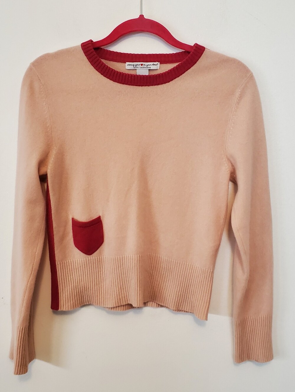 Wearing Your Heart On Your Sleeve 100% cashmere sweater Size Large Junior